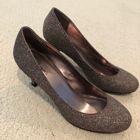Call It Spring Brown Glitter 2inch Heels - Picture 1 of 6